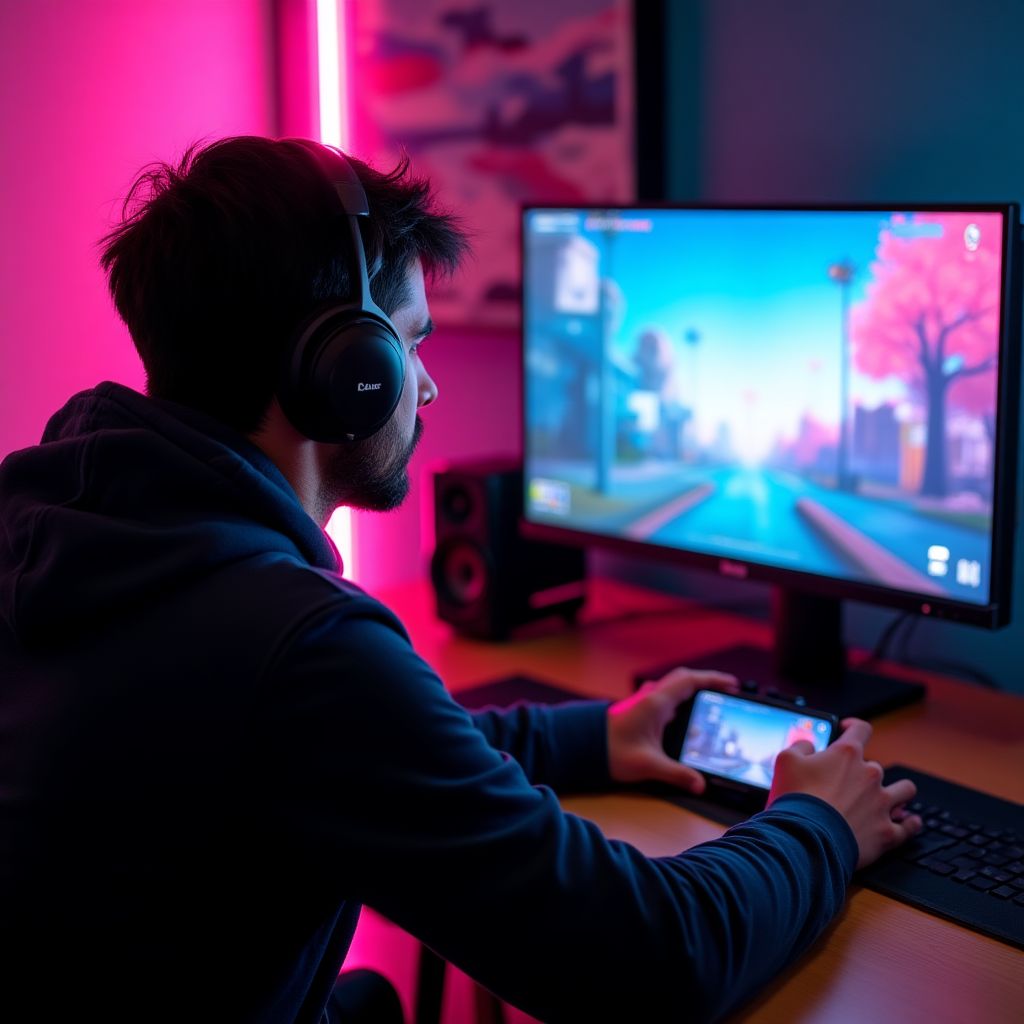 Streamer român de jocuri mobile în acțiune